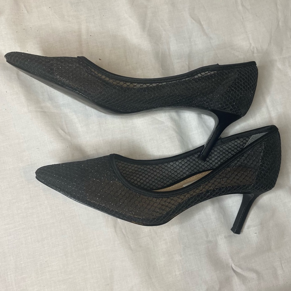 Nina Black Mesh Heels